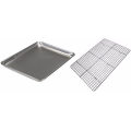 Brise vue barbecue Grill Baking Sheet with Wire Rack Set - Single Set w/ Half Sheet Pan & Stainless Steel Oven Rack for Cooking